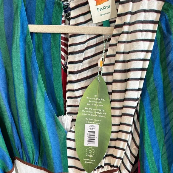 FARM Rio Multicolor Striped Wrap Maxi Dress - Red, Blue, Yellow, Green, Brown - Picture 5 of 5
